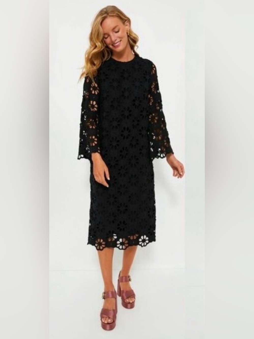 Tuckernuck Black Floral Lace Midi Dress